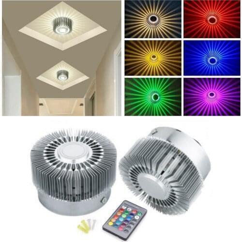 Mounted RGB LED Wall Light 110V 220V AC Remote Control Effect Lamp Sunflower Projection Rays Corridor Wall Lamp 1W 3W