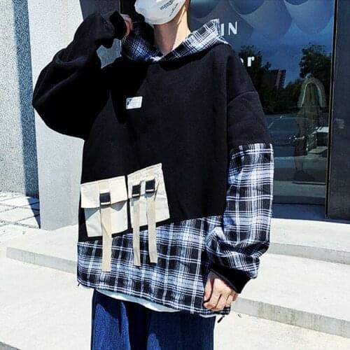 Fashion Mens Hoodies Spring Autumn Streetwear Hooded Sweatshirts Men Casual Hip Hop Harajuku Men Clothing Splicing Hoodies Men