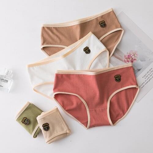 Womens Panties 3Pcs Simple Cotton Underwear Women Soft Panty Set Breathable Panties For Women Underpants Wholesale