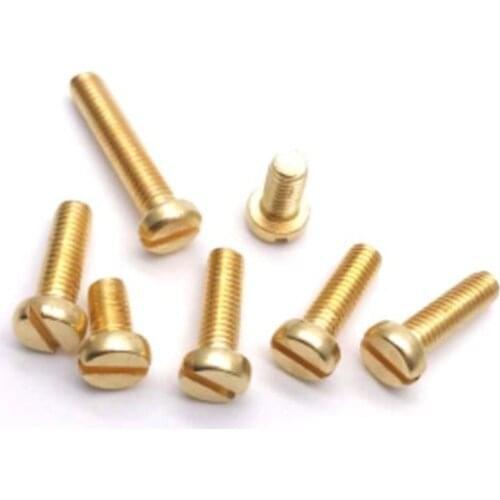100pcs DIN84 M4*6/8/10/12/16/20/25/30/35/40/50 Brass Slotted cheese head screws