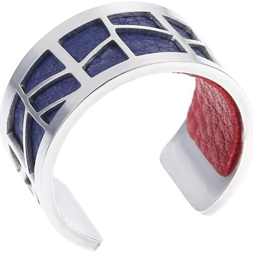 Yoiumit 2021New Stainless Steel Rings Argent Bague De Pieds Femme Interchangeable Leather Rings Jewelry