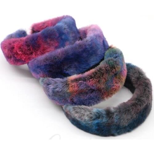 Women rabbit fur color hairbands autumn and winter sweet retro atmosphere ladies temperament fashion hair accessories