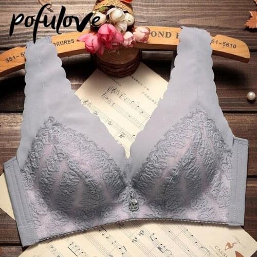 Sexy Lace Bra for Women Floral Push Up Bras Plus Size Underwear 34-44 B C Seamless Bralette Wide Strap Soft Wireless Brassiere