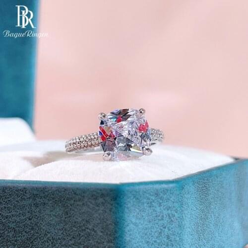 Bague Ringen Womens Wedding Ring Luxury 5carat Stone AAA Zircon Silver Fine Jewelry Delicate Elegant Femlae Rings Size6-10 Gift