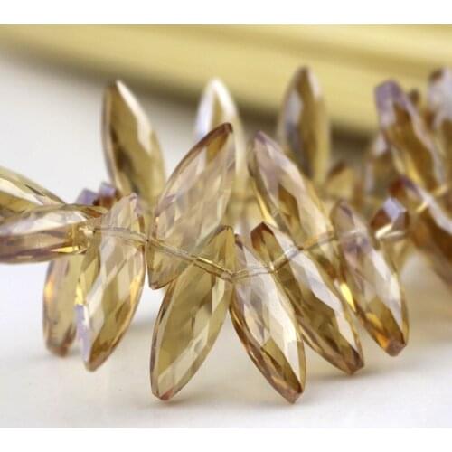 10pcs/lot Flat Champagne Horse Eye Shape Beads Popular Necklace Earrings Hair Accessories DIY Making 7x22mm Crystal Glass Beads