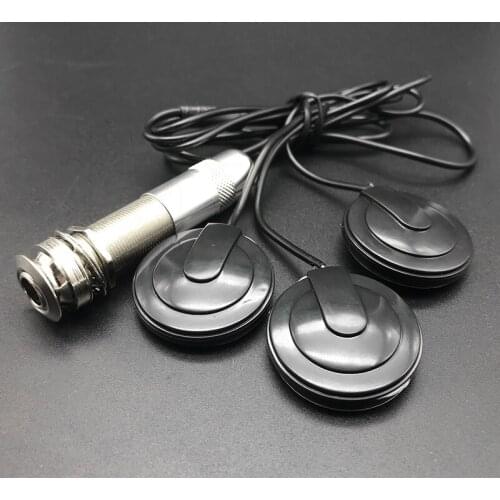 10 Set Universal Stick on 3 Transducer Pickup Piezo with 6.35mm Output Jack for Acoustic Guitar Ukulele Mandolin Violin