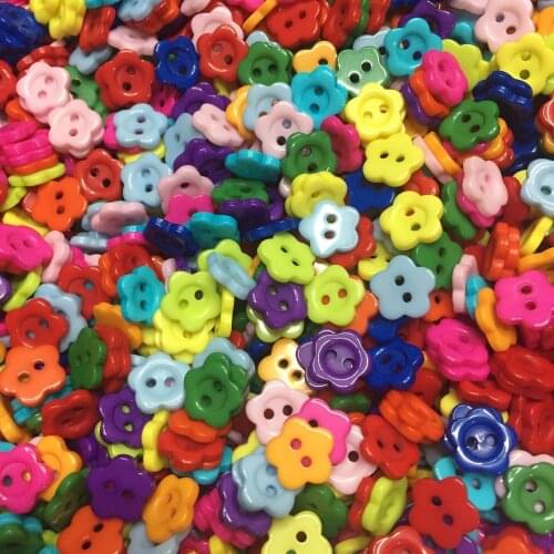 1000pcs 12mm Mixed Flower Shape Resin Buttons Shirt DIY Crafts With 2 Holes For Sewing Scrapbooking Embellishments Cardmaking