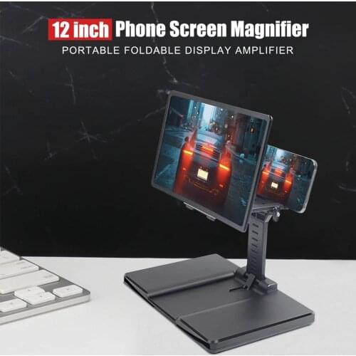 12 inch 3D Phone Screen Magnifier HD Video Amplifier Folding Magnifying Glass Bracket 3D Movies Magnifying Smart Phone Holder