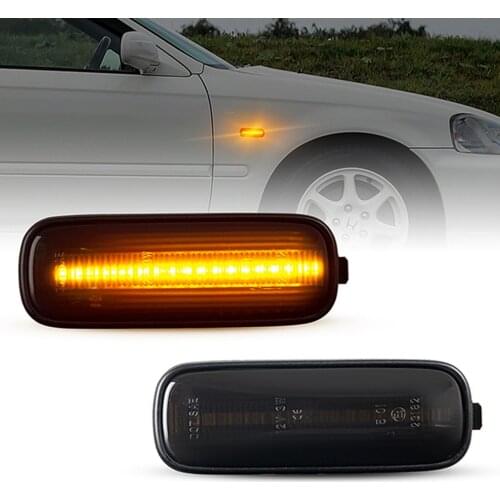 2Pcs Dynamic Amber LED Side Marker Turn Signal Accessory Car Light 12V For Honda Civic 1995-1999 Ballade Hatchback Sedan