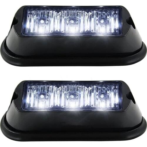 2pcs/set) 3 LED Waterproof Car Vehicle Surface Mount Grille Deck Emergency Strobe Light Police flashing Warning Lights Head