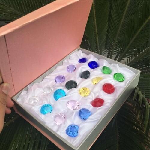 20pcs/set 20mm Mix Color K9 Crystal Diamond Shining Stone Promotion Gift Crystal diamond paperweight Wedding Home Decor