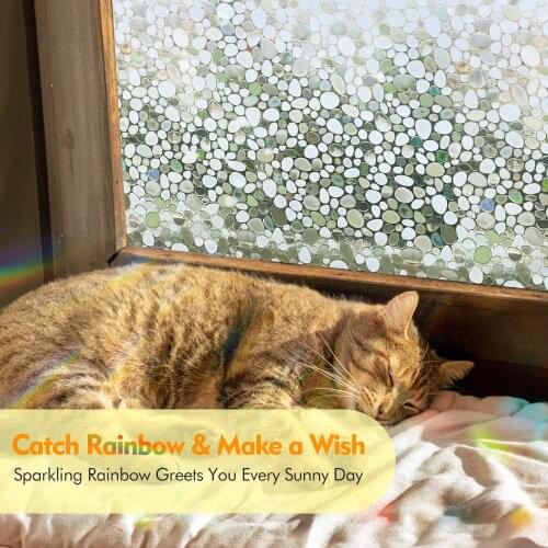 3D Crystal Privacy Clear Pebble Decor Stained Glass Window Film Removable Self Adhesive Door Sticker Static Cling Window Blind