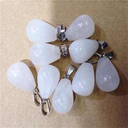 50Pcs 18x13mm Wholesale Natural White Crystal Teardrop Pendant Bead DIY Earrings Handmade Jewelry Accessories S706