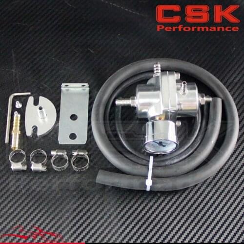 ALUMINUM 0-140 PSI ADJUSTABLE HIGH FUEL PRESSURE REGULATOR+ GAUGE +HOSE/TUBE