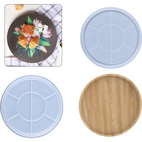 DIY Mirror Resin Coaster Mold Drop Glue Cup Holder Disc Casting Silica Gel Mold Fruit Dessert Storage Plate Tableware Mold TW043