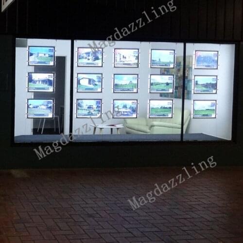 15Units A4 Double Sided Acrylic Poster Frame LED Window Display Light Box,Landcaspe Hanging Light Pocket for Real estate Agent