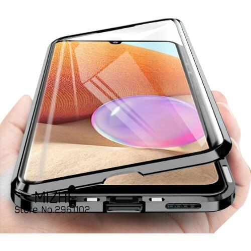 360 Double Sided Glass Case For samsung a 32 Magnetic Metal Back Cover For samsung galaxy a32 4G 6.4" a325f phone Coque Fundas