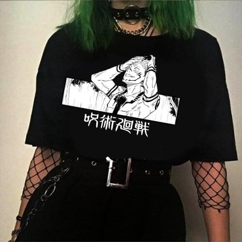Anime Jujutsu Kaisen T Shirt Men Kawaii Summer Tops Yuji Itadori Satoru Gojo Graphic Tees Cool Cartoon Unisex T-shirt Male
