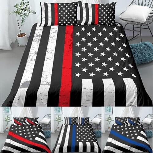 2/3pcs American Flag Bedding Set Star Bed Sets Strip Duvet Cover Set Modern Bedclothes Pillowcase Queen King Size for Bedroom