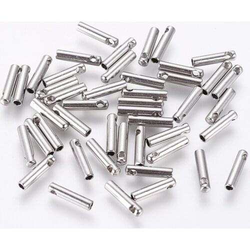 20Pcs 304 Stainless Steel Column Cord Ends Clasps End Caps Connectors For Necklace Bracelet DIY Jewelry Making Findings 7x1.6mm