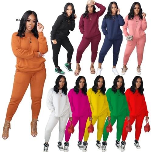 Activewear Classic Women Set Crewneck Sweatshirt Jogger Pants Matching Set Streetwear Tracksuit Two 2 Piece Set Outfit