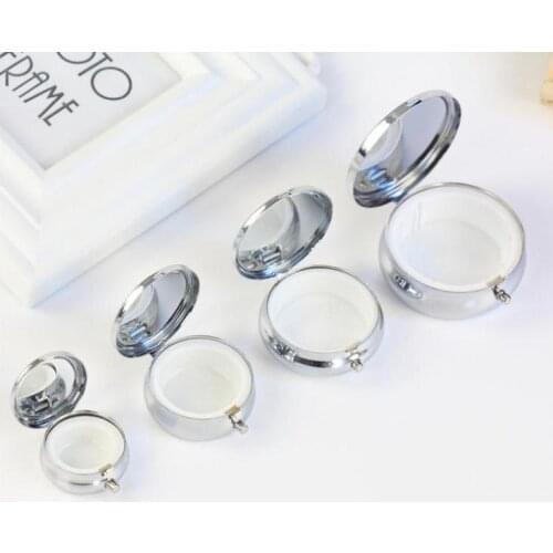 Metal Pill Box Blank Box Factory Direct Sell Diameter 5cm DIY Medicine Organizer container silver SN618