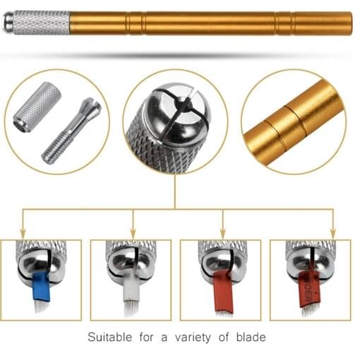 Microblading Eyebrow Tattoo Practice Manual Tattoo Pen+Roller Pin Golden 02