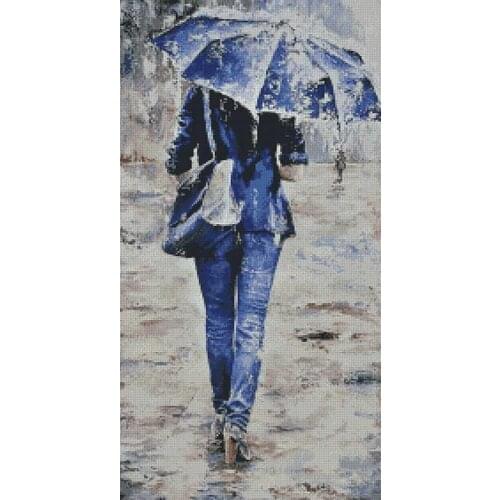 Girl in the Rain 37-64 2 Cross Stitch Set Cross-stitch Kit Embroidery Needlework Craft Packages Cotton Fabric Floss