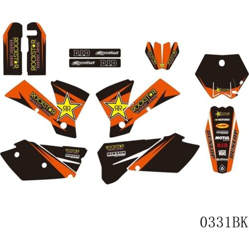 Full Graphics Decals Stickers Motorcycle Background Custom Number Name 3M Matte For KTM SX 125 200 250 380 400 450 525 2003 2004