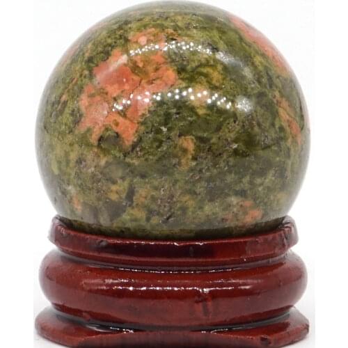 Natural Unakite Ball Natural Mineral Quartz Sphere Hand Massage Crystal Ball Healing Feng Shui Home Decor Accessory 30mm