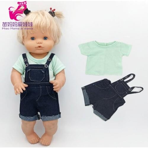38 Cm Nenuco Doll Clothes Green Shirt Jeans Short Pants Ropa Y Su Hermanita Reborn Baby Dolls Outfits