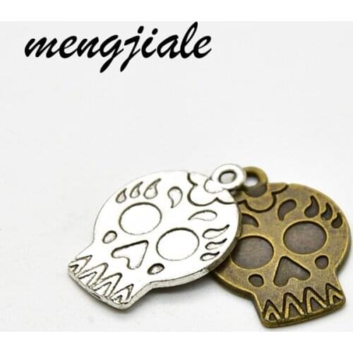 14pcs Fashion zinc alloy Skull face Charms fit Womens jewelry bracelet pendant accessory findings 22*16mm