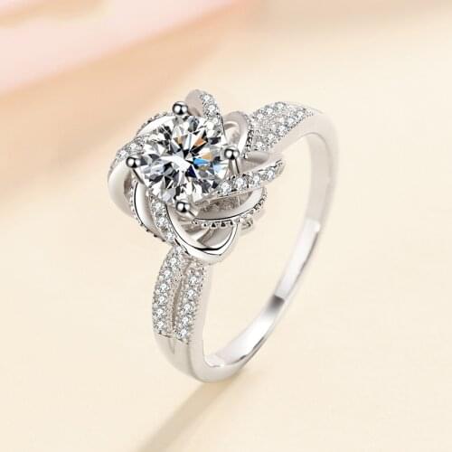 Hollow Flower Sona Diamond Ring 925 sterling silver Engagement Wedding band Rings for Women Bridal Party moissanite Jewelry