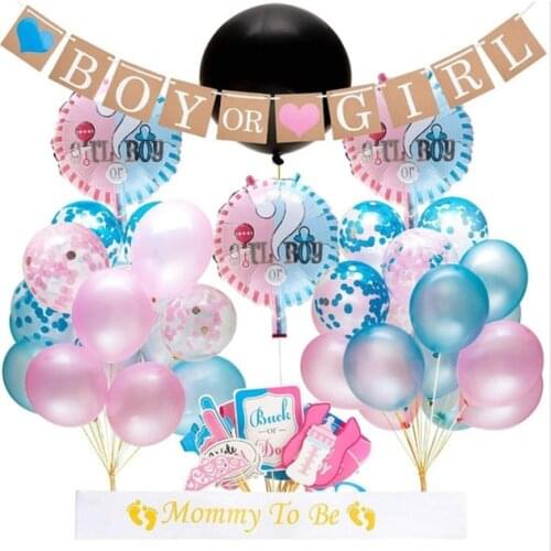 Gender Reveal Tableware Girl Or Boy Latex Balloon Baby Shower Confetti Balloons Birthday Party Decorations Kids Favor Supplies
