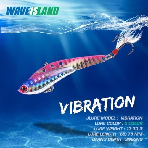 WAVEISLAND Metal Vib Fishing Lure Laser 13-30g Long Shot Slots Hook Metal Jig Isca Artificial Bass Bait Deep Sea Fishing bait