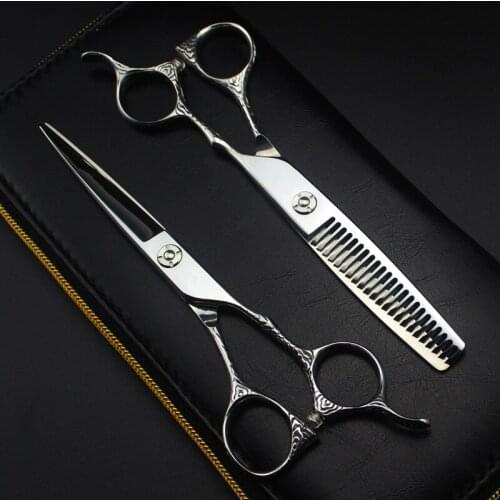 Professional Japan steel 6 '' flower handle hair scissors haircut scissor thinning barber cutting shears hairdresser scissors