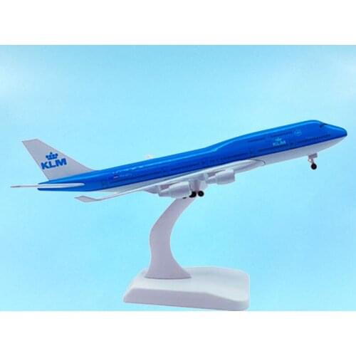 20CM Airbus Aviation Boeing B747 KLM Airlines Airplanes Plane Alloy Model Airliner Toys Adult Kids Collect F Stand-up aircraft