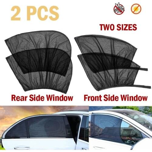1 Pair Car Sun Visor Front/Rear Window Sun Shade Net Mesh Design Black Auto Sunshade Curtain