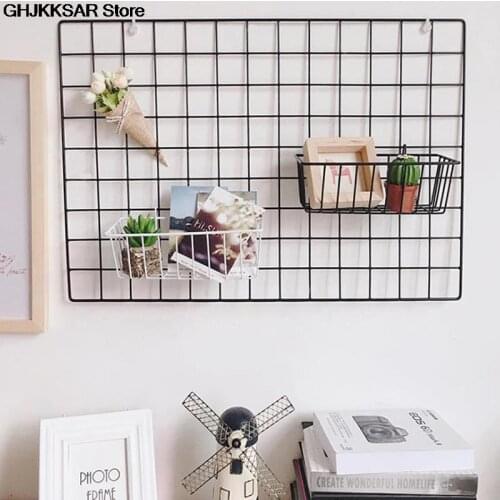 Modern Home Wall Decoration Iron Grid Nordic Art Photo Displaying Frame Party Metal Shelf Mesh Postcards DIY Racks 40*cm x 20cm