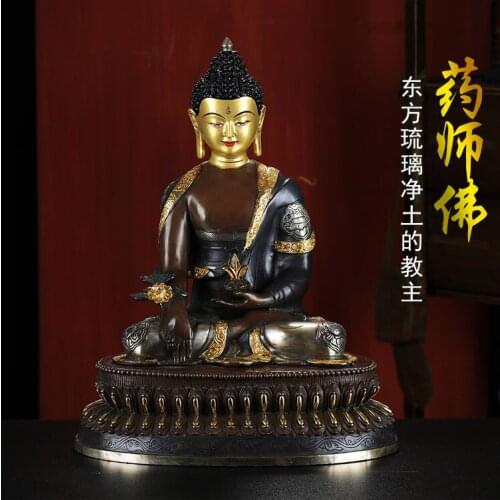 GOOD 42CM large huge -High grade Buddha HOME family Temple hall lobby protection Tibetan the Medicine Buddha gilding statue