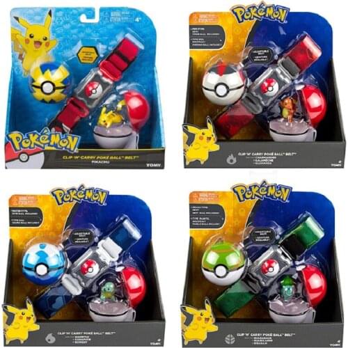 TOMY Pokemon Genuine Elf Ball Belt Pikachu Pokeball Pocket Monster Variant ModelToy Set cosplay Action Figure Model Kids Toy