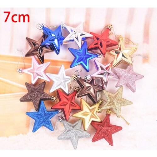 7CM Three-dimensional Five-pointed Plastic Star for Christmas Tree Decorations Christmas Decor Hanging Ornaments Stars