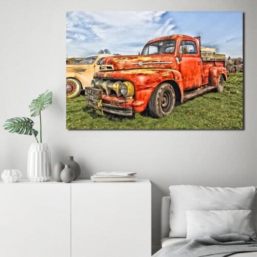 Rusty Old Truck Vehicle Vintage Wall Art Canvas Posters Prints Painting Wall Pictures For Modern Living Room Home Decor Artwork