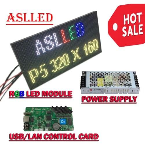 Indoor HD LED Scroll RGB Panel P5 64x32 LED Matrix Full Color Display Module Have Power Supply And USB/LAN Control Card