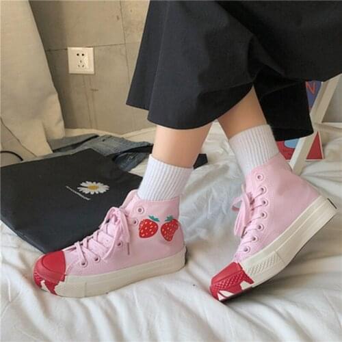 Womens high-top canvas shoes 2020 new Korean version of the trend of lace-up shoes comfortable casual flat shoes 9 40