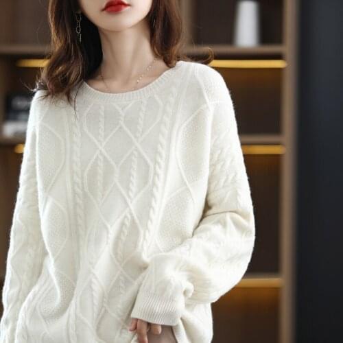2021 Autumn New Knitted Woolen Sweater Women Round Neck Pullover Sweater Drop Shoulder Fashion Wool Bottoming Shirt Loose