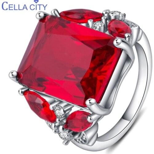 Cellacity Delicate Luxury Ruby Ring for Women Geometry Gemstones Silver 925 Jewelry Plant Butterfly Wedding Accessories Wholesal