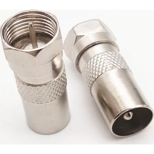 100PCS F Type Male Plug to PAL Male Socket TV Aerial Coax Coaxial Adapter Coupler For SATELLITE TV