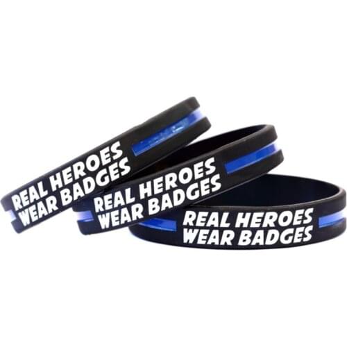 100pcs USA United states American Police blue thin line wristbands Real heroes wear badges wristband bracelet bangle wrist bands