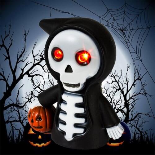 2PCS Halloween Cartoon Ghosts Skeleton Skull Keychain Keyring with LED Lights Horrible Voice for Kids Boys Girls Decorations